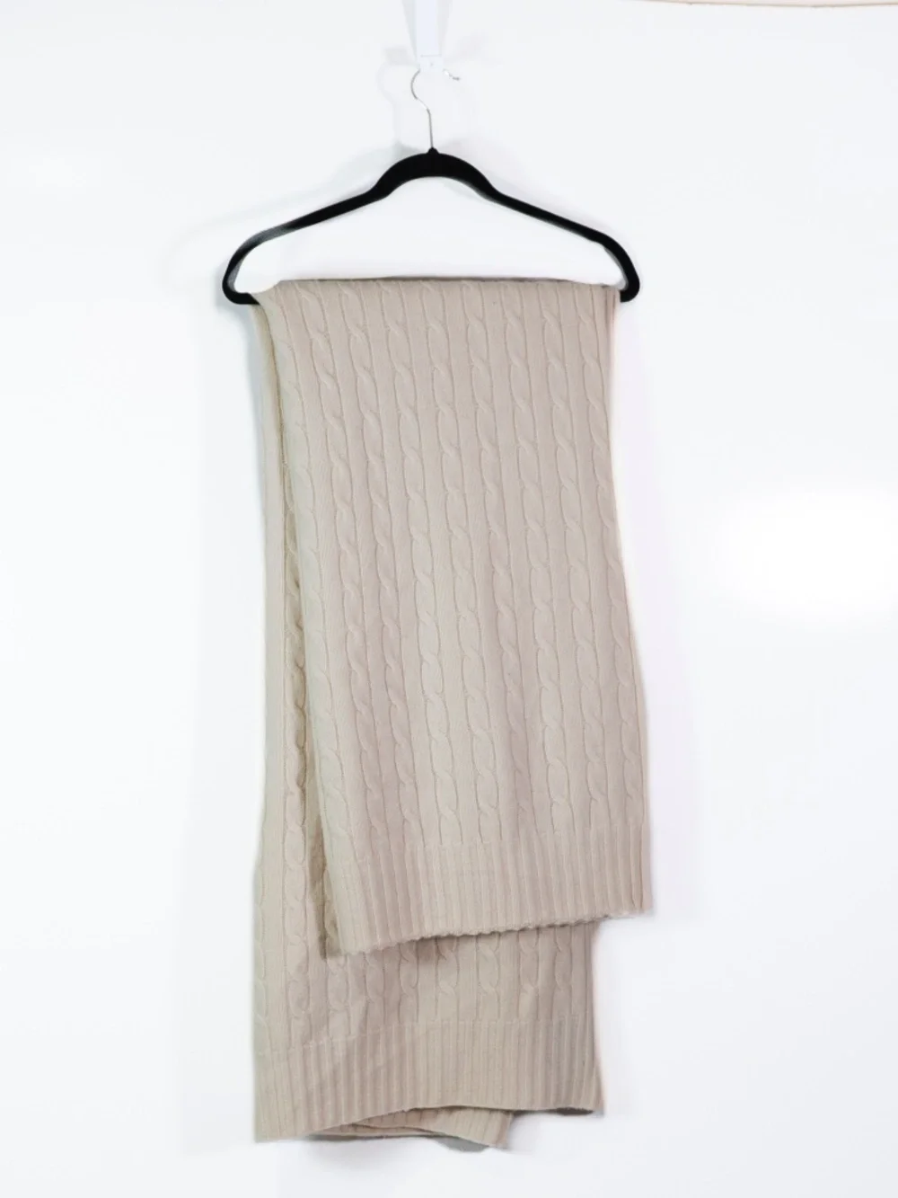 Ralph Lauren The Iconic Cable Knit Cashmere Soft Throw Blanket Regatta Cream